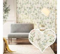 Shein 1 rollo de papel tapiz de vinilo floral removible y pelable, de 44 cm * 100/300/500 cm, adecuado para decorar paredes en la sala de estar, dormitorio,