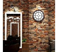 Shein 1 rollo de papel tapiz decorativo autoadhesivo de PVC con diseño de ladrillo rojo 3D retro para fondo de pared, ideal para restaurantes y bares, 17.7