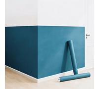 Shein 1 Rollo de Papel Tapiz Decorativo Azul para el Hogar, Pegatina Impermeable y Resistente al Aceite, Papel Tapiz Removible con Patrón Azul Mate, Adecuad