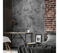 Shein 1 Rollo de papel tapiz decorativo de hormigón agrietado gris, removible y autoadhesivo, papel de contacto de encimera de hormigón mate, revestimiento