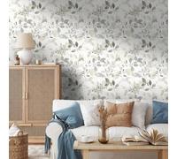 Shein 1 Rollo de Papel Tapiz Elegante de Hojas Botánicas en Acuarela, Calcomanía de Pared Removible, Mural de Fondo de Color Claro Exquisito, Decoración del
