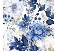 Shein 1 rollo de papel tapiz floral azul, papel tapiz de pintura de tinta vintage, película decorativa interior exquisita, adecuado para decorar las superfi