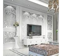 Shein 1 rollo de papel tapiz floral de color gris plateado, hecho de material no tejido de alta calidad, adecuado para la decoración de la sala de estar, do