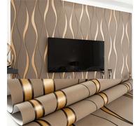 Shein 1 Rollo de papel tapiz moderno 3D, papel tapiz autoadhesivo de PVC, papel tapiz no tejido de ondas de agua, decoración del hogar, fondo de TV, papel t