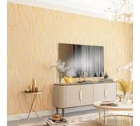 Shein 1 rollo de papel tapiz moderno minimalista con líneas geométricas, materiales de non-woven y efecto de terciopelo, ideal para decoración de sala de es