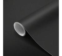 Shein 1 rollo de papel tapiz negro mate autoadhesivo, papel tapiz negro grueso y resistente al agua, película decorativa autoadhesiva de vinilo para renovar