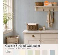 Shein 1 Rollo de Papel Tapiz PVC a Rayas Vintage Francés, Despegable y Pegable, Cortable, 17.72x118.11 Pulgadas, Adecuado para Gabinetes, Tocador, Baño