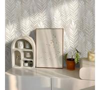Shein 1 Rollo de papel tapiz texturizado con diseño de hojas estilo bohemio beige, autoadhesivo de PVC, a prueba de agua y humedad, con diseño floral, remov