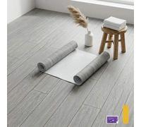 Shein 1 rollo de pegatina de suelo de vinilo autoadhesivo impermeable con estampado de veta de madera gris claro, opciones de ancho de 11.8" / 17.5", con ki
