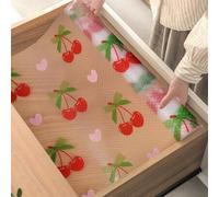 Shein 1 rollo de revestimiento de estante no adhesivo con patrón de cereza roja para gabinete de cocina, revestimiento de cajón antideslizante, revestimient