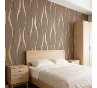 Shein 1 Rollo, Papel tapiz autoadhesivo 3D marrón, Pegatina de pared para dormitorio, No adhesivo, Fácil de quitar, Impermeable y resistente al aceite PVC,