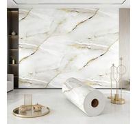 Shein 1 Rollo, Papel tapiz con patrón de mármol brillante, Material de papel de aluminio autoadhesivo, Resistente a altas temperaturas y a prueba de aceite