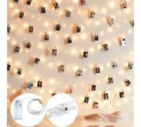 Shein 1 set 1/2/3/4/5/10M Guirnalda de Luces con Clips para Fotos Decoración del Hogar, Luces de Hada Decoración de Dormitorio Interior, Luces Decoración de