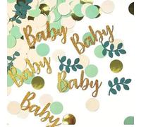 Shein 1 set/100 piezas de confeti con hojas verdes y anillos, decoraciones de mesa para fiestas, accesorios decorativos para cumpleaños, baby shower y decor