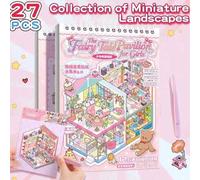Shein 1 Set 27pcs Nueva Versión Libro de Pegatinas de Escenas DIY Ensamblaje Casa Pequeña Pegatinas 12 Escenas Grandes 15 Tipos de Materiales Reutilizables