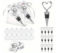 Shein 1 Set/6 Sets/12 Sets Elegante Juego de Tapones de Vino con Forma de Corazón - Ideal para Bodas/Cumpleaños/Día de San Valentín, Incluye Etiquetas de Ag