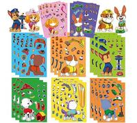 Shein 1 set/8 piezas Pegatinas de rompecabezas de dibujos animados lindos de PAW Patrol, juego de ensamblaje de caras divertidas, calcomanías de ensamblaje