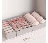 Shein 1 Set Caja de almacenamiento de ropa interior de armario gris, Caja de almacenamiento de calcetines de tela no tejida beige, Caja de almacenamiento de
