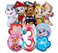 Shein 1 Set de 32 pulgadas Globos con números del 1 al 9 de color azul con tema de Paw Patrol, decoración de pared para fiesta