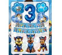 Shein 1 Set de 9 piezas de decoraciones de globos con tema de Paw Patrol, incluye globo grande de número azul de 32 pulgadas, adecuado para fiesta de cumple