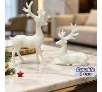 Shein 1 Set de adornos de resina de alce de lujo europeo auspicioso, 2 piezas de figuras de ciervo que atraen la riqueza, estatuas decorativas para entrada,