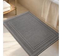 Shein 1 Set de alfombra de baño y toallas de lujo clásico en gris - Juego de alfombra de baño/ducha absorbente de algodón de spa de hotel [No es una alfombr
