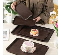 Shein 1 set de bandejas de estilo Ins de varios tamaños con apariencia de grano de madera, adecuadas para contener alimentos, aperitivos, bebidas, sushi, bi