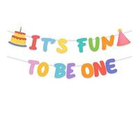 Shein 1 Set de Banderines para Fiesta Decoraciones de 1er Cumpleaños Primer Cumpleaños Hito de un Año Guirnalda de Banderines - Dulce Fondo de Fotocabina pa