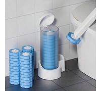 Shein 1 Set de Cepillo de Baño Desechable con 6 unidades de Cabezales de Repuesto, Cepillo de Limpieza para Inodoro y Baño, Herramienta de Limpieza Versátil