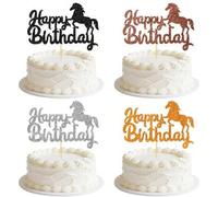 Shein 1 Set de Decoraciones Brillantes y Coloridas con Temática de Caballos para Pasteles de Cumpleaños - Adecuado para Cumpleaños, Amantes de los Caballos