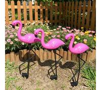 Shein 1 Set de Estacas de Jardín de Flamenco Rosa 18.5*6*52cm, Decoración de Patio Tropical Realista con Estacas Resistentes, Ilumina el Patio & Balcón, Exc