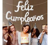 Shein 1 Set de Globos Metalizados de Feliz Cumpleaños en Español, Globos de Cumpleaños en Español en Dorado y Plateado, Adecuados para Decoración y Fondo de