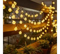 Shein 1 Set de Luces LED de Cuerda Impermeables Alimentadas por Energía Solar, Incluye 20/50/100 Bombillas, Luces Colgantes de Bola de Cristal Alimentadas p