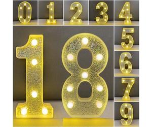 Shein 1 set de números de luz de cumpleaños LED de 8.6 pulgadas con brillo de plata, para edades de 1 a 100 años, lámpara de número para compromiso/boda/ani