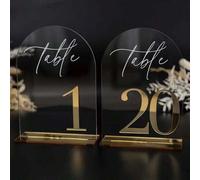 Shein 1 Set de Números de Mesa de Boda de Acrílico con Soportes, Adornados con Elegantes Números Dorados, de 10*15cm de Tamaño. Hechos de Material de Acríli