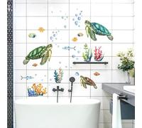 Shein 1 set de pegatinas decorativas con diseño de tortuga marina y plantas submarinas, pegatinas, vinilos decorativos para el hogar, artículos de decoració