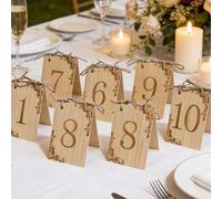 Shein 1 Set de Placas de Números de Mesa de Boda Vintage de Madera, Decoración Central de Mesa de Comedor para Fiesta de Boda, Soporte de Número de Mesa par