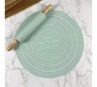 Shein 1 Set de Rodillo y Tapete de Silicona Antiadherente de Alta Calidad - Herramientas de Cocción Esenciales para la Cocina del Hogar, Mango de Madera, Ta