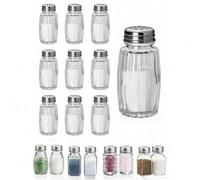 Shein 1 Set de saleros y pimenteros de vidrio, tarros de vidrio transparente con tapas de acero inoxidable - Recipientes para especias, tarros para té, café