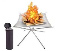 Shein 1 Set Hoguera Plegable de Acero Inoxidable, Práctico Estante para Leña de Camping, Parrilla BBQ para Exteriores, Caja de Picnic Accesorios de Cocina d