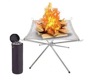 Shein 1 Set Hoguera Plegable de Acero Inoxidable, Práctico Estante para Leña de Camping, Parrilla BBQ para Exteriores, Caja de Picnic Accesorios de Cocina d