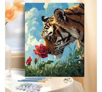 Shein 1 Set Kit de Pintura Acrílica DIY - Tigre, Obra de Arte Artesanal para Adultos, Set de Pintura sin Marco para Decoración de Dormitorio y Decoración de