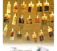Shein 1 set Luces de cadena con pinzas para fotos, luces de hadas LED con pinzas, para colgar fotos, alimentadas por batería, para decoración de dormitorio,