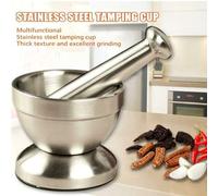 Shein 1 Set Mortero y Mano de Acero Inoxidable con Base Antideslizante, Molinillo de Especias, Utensilio de Cocina, Triturador Multifunción, Adecuado para A