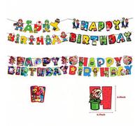 Shein 1 Set Pancarta de Fiesta con Tema de Hermanos Fontaneros, Incluye Héroe del Sombrero Rojo, Asistente Verde, Princesa, Gran Jefe y Elementos Clásicos d