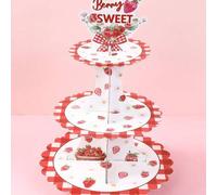 Shein 1 Set Soporte para Cupcakes de 3 Niveles con Diseño de Fresa, Soporte para Cupcakes, Torre de Cupcakes para Baby Shower, Decoración Central de Mesa pa