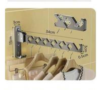 Shein 1 Set Tendedero Plegable Montado en la Pared, Barra de Secado Interior para Baño y Balcón sin Taladro, Tendedero Invisible con Tornillos de Instalació