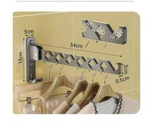 Shein 1 Set Tendedero Plegable Montado en la Pared, Barra de Secado Interior para Baño y Balcón sin Taladro, Tendedero Invisible con Tornillos de Instalació