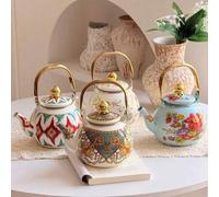 Shein 1 Set, Tetera de estilo exótico esmaltada, estilo nórdico que se puede decorar con flores secas y jarrones de flores frescas, resistente a altas tempe