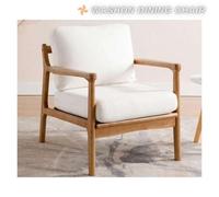 Shein 1 sillón vintage Wahson para sala de estar, sillón moderno, sillón de relajación con marco de madera, lino para sala de estar/dormitorio, color beige